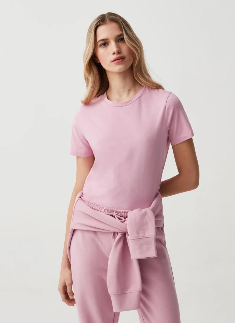 او في اس Cotton T-shirt with round neck
