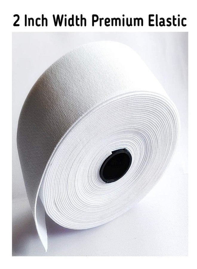 Hesch 9 Braided Elastic Band White Elastic (10 Meters, 2 inches) Cord Heavy Stretch High Elasticity Knit Elastic Band, Ideal for Tailoring/Sewing, Fashion Designing, Boutique, Stitching - Image 2