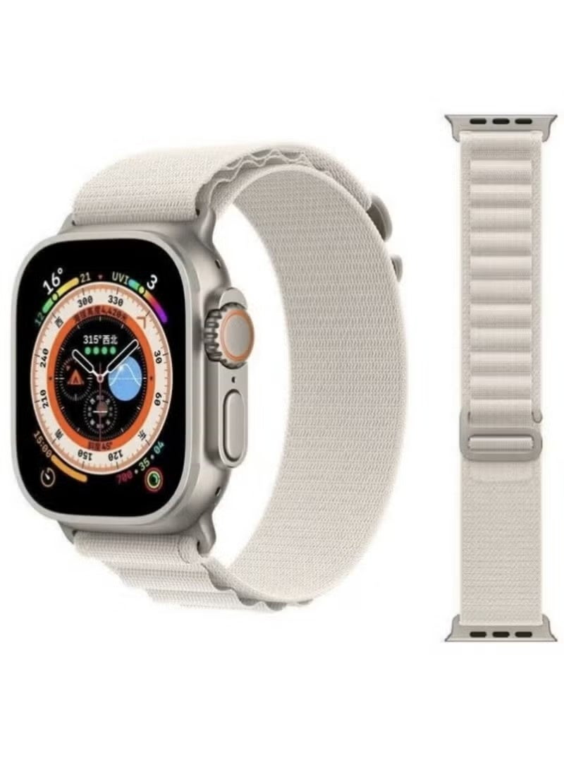 شريط Alpine Loop من قطعتين لساعة Apple Watch مقاس 49 مم/45 مم/44 مم مصنوع من النايلون المنسوج رياضيًا لساعة Apple Watch Series 8/Ultra/7/SE/6/5/4/3/2/8 أبيض/أسود - Image 2