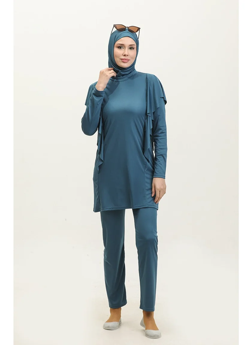 Sefa Merve Garnili Hijab Swimsuit 2225A-05 Petrol