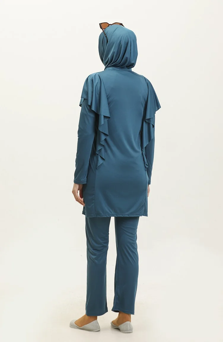 Sefa Merve Garnili Hijab Swimsuit 2225A-05 Petrol