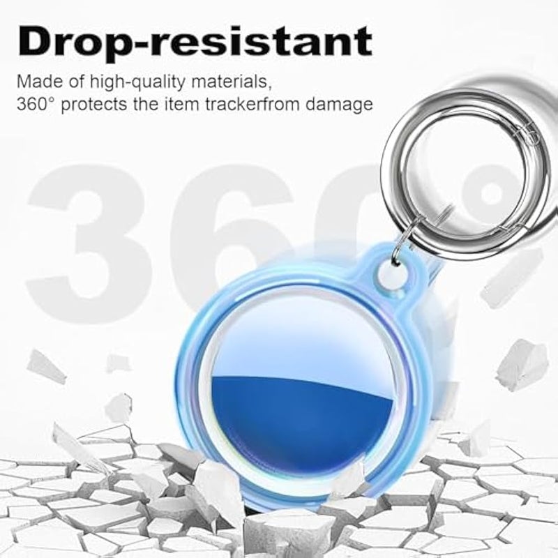 IPX8 Waterproof Apple Airtag Holder, Airtag Keychain, Air Tag Case GPS Item Finders Accessories, Anti-Scratch Full Body Protective Air Tags Holder, Blue Colorful - Image 4