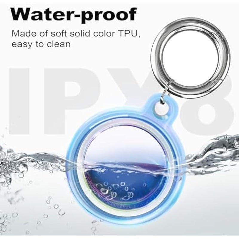 IPX8 Waterproof Apple Airtag Holder, Airtag Keychain, Air Tag Case GPS Item Finders Accessories, Anti-Scratch Full Body Protective Air Tags Holder, Blue Colorful - Image 2
