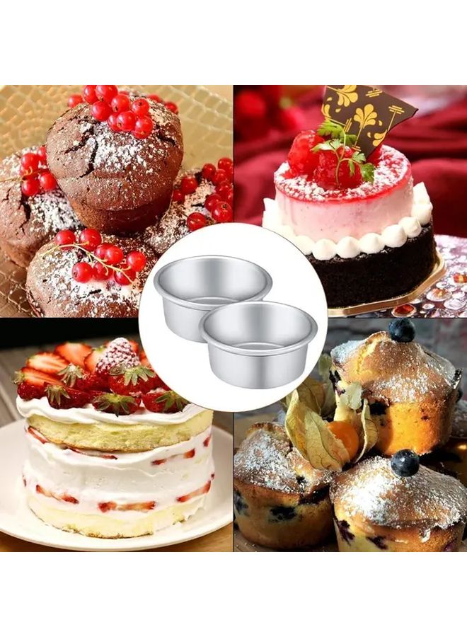6pcs 4 Inch Aluminum Round Cake Pans With Movable Bottom For Baking - Image 2