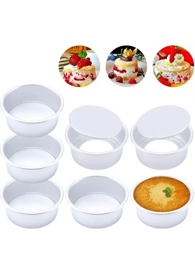 6pcs 4 Inch Aluminum Round Cake Pans With Movable Bottom For Baking - Image 1