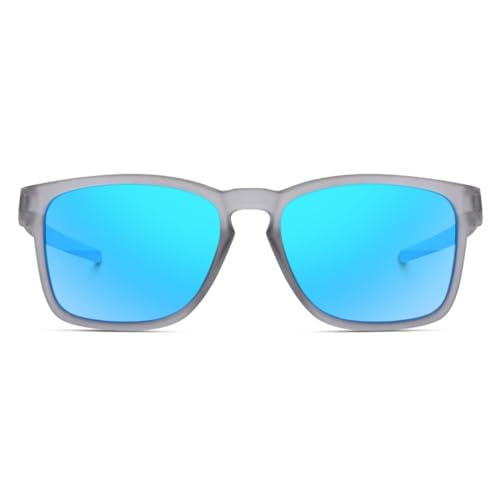 mashamart Sports Sunglasses for Women Men Classic Retro Square Frame Driving Sun Glasses 100% UV Protection (Blue) (Silver, Blue) - Image 2