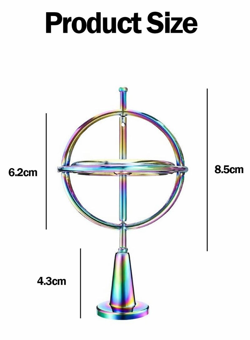 Excefore Gyroscope, Metal Anti-Gravity Gyroscope Toy Colorful Spinning Top Desktop Ornament for Children Adult  - Image 5