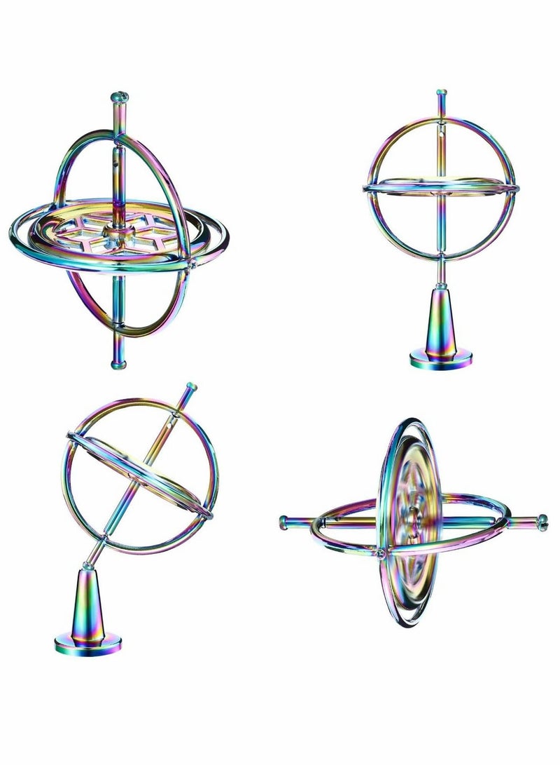 Excefore Gyroscope, Metal Anti-Gravity Gyroscope Toy Colorful Spinning Top Desktop Ornament for Children Adult  - Image 2