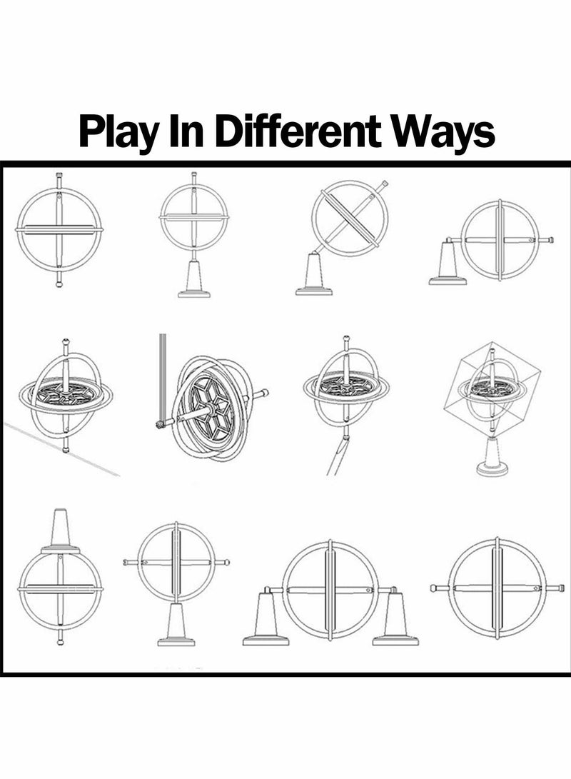 Excefore Gyroscope, Metal Anti-Gravity Gyroscope Toy Colorful Spinning Top Desktop Ornament for Children Adult  - Image 3