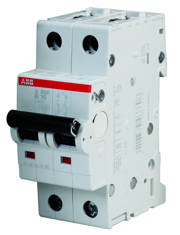 ABB ABB S202B16 Miniature Circuit Breaker 480Y277 VAC 16 A 6 kA Interrupt  - Image 1