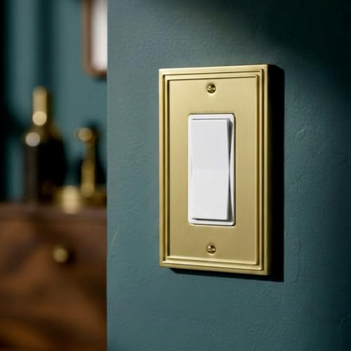 Rio Salto Brushed Brass Gold Metal Rocker Switch Plate Decorator Paddle GFCI Outlet Covers Light Switch Cover Wall Plates Modern Architectural Wall Plates Imperial Collection 4Pack 313 x 500 - Image 3