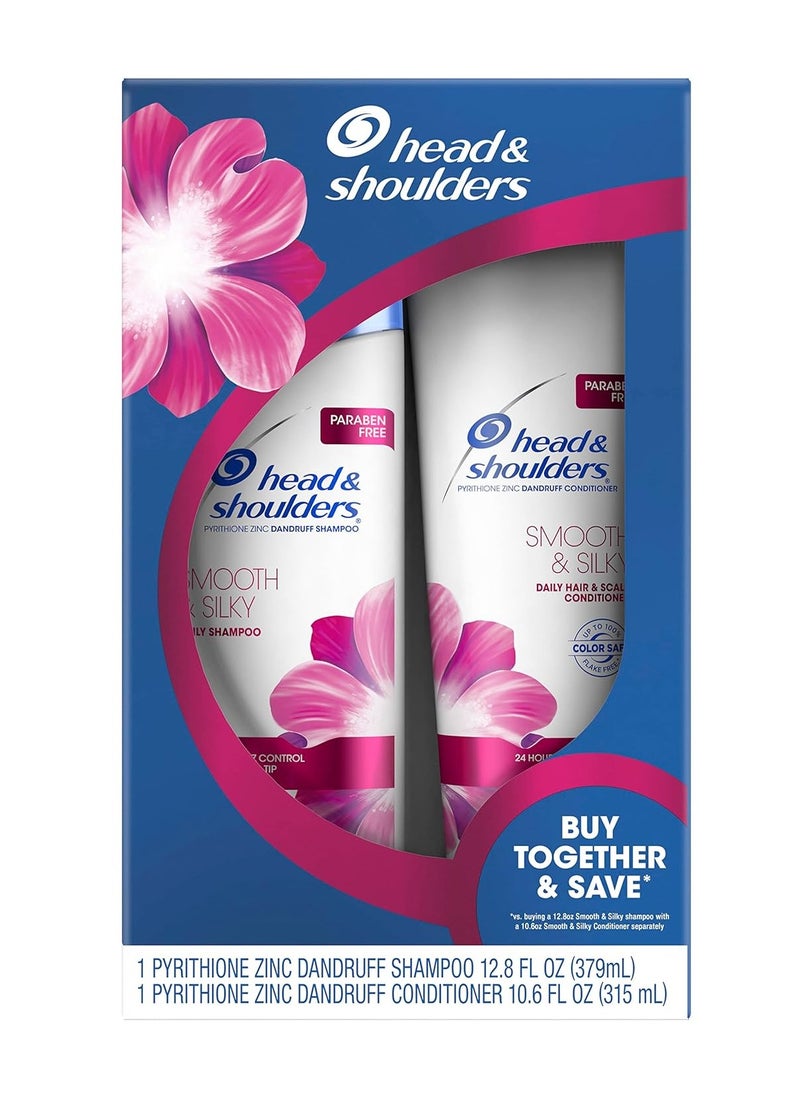 Head & Shoulders Head & Shoulders Smooth & Silky Dandruff Shampoo and Conditioner Twin Pack, 23.4 Fluid Ounce  - Image 1