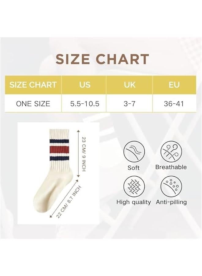 Womens Striped Socks Retro Crew Socks Women Slouchy Athletic Calf Tube Socks - Image 5