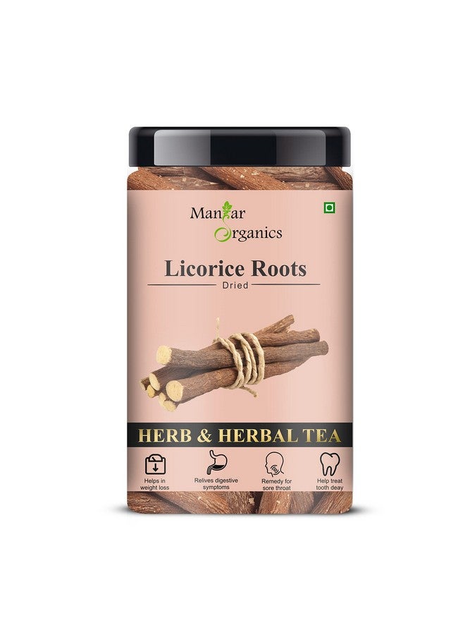 ManHar Organics Licorice Root Sticks (Mulethi) Jar 350gm | Jethi Madhu | Yashtimadhu | Glycyrrhiza Glabra | Atimadhuram/Athimadhura Ayurvedic Herbal Root | Natural Remedy for Cough, Digestion & Immunity - Image 1