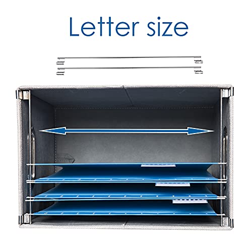 PRANDOM File Organizer Box - Set of 2 Collapsible Decorative Linen Filing Storage Hanging File Folders with Lids Office Cabinet Letter Size Light Grey (14x9.3x10.8 inch) - Image 5