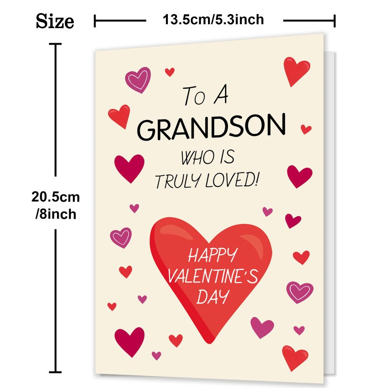 HEJOYN Valentine Card for Grandson, Happy Valentine's Day Card Gifts for Grandson - Image 3