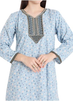 HANA & SARA CASUAL LONG VISCOSE FLOWER PRINTED EVERYDAY WEARABLE ARABIC KAFTAN JALABIYA DRESS  - Image 3