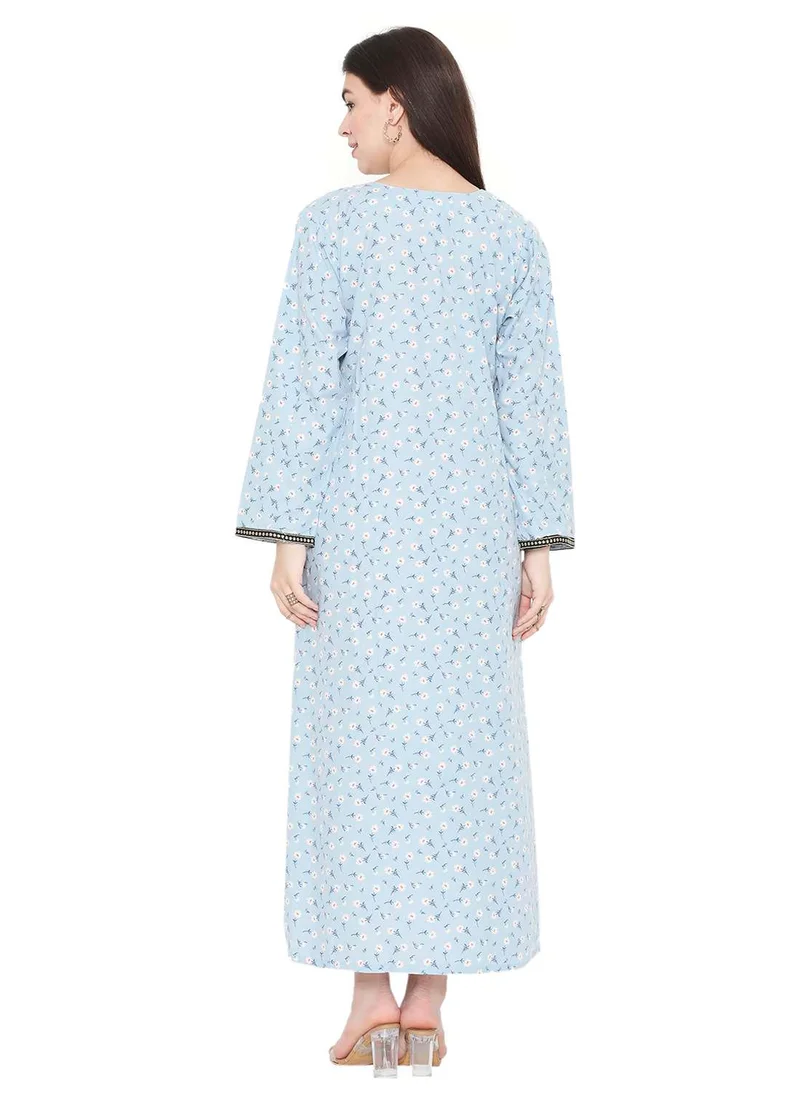 HANA & SARA CASUAL LONG VISCOSE FLOWER PRINTED EVERYDAY WEARABLE ARABIC KAFTAN JALABIYA DRESS