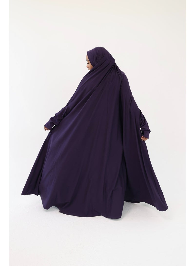 La Festiva Minaret Full-Length Cotton Lycra Prayer Isdal Purple - Image 3