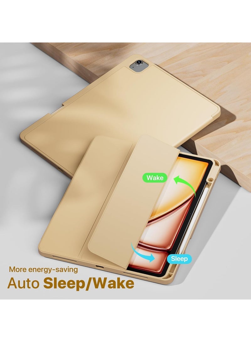 عام حافظة ايباد اير 13 بوصة (م 2) 2024 ، حامل ثلاثي الطي غطاء ذكي للاستيقاظ التلقائي مع حامل قلم رصاص ظهر ناعم من البولي يوريثان لباد اير 13 بوصة - Image 2