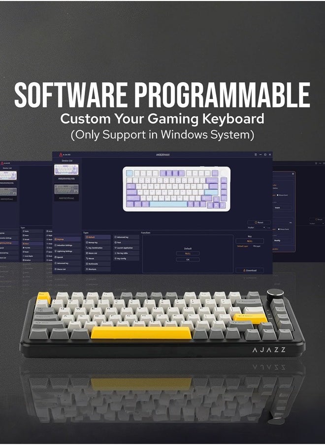 Ajazz - AK820 MAX Wired Gaming Keyboard,Rapid Trigger Keyboard, Hall Effect Gasket Mechanical Keyboard, Adjustable Actuation, Magnetic Switches, RGB for Win/Mac (Black, BlackGrey, flying fish switch) - Image 1