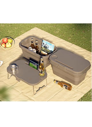 15L Collapsible Picnic Basket with Handles, Lid as Stand Up Table, Lightweight, Water-Proof & Leak-Proof - 3-in-1 Rectangle Bucket for Picnics, Camping, BBQ, Travelling and Road Trips (Grey) - pzsku/ZE951B4E5C80CC7C1C9D3Z/45/_/1731315528/189de81a-98bb-4108-a08e-b2abe9554512