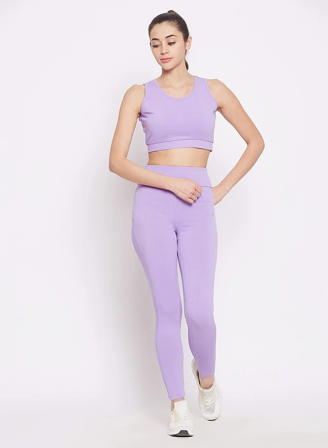 Clovia Clovia Snug Fit Active High-Rise Tights in Lilac