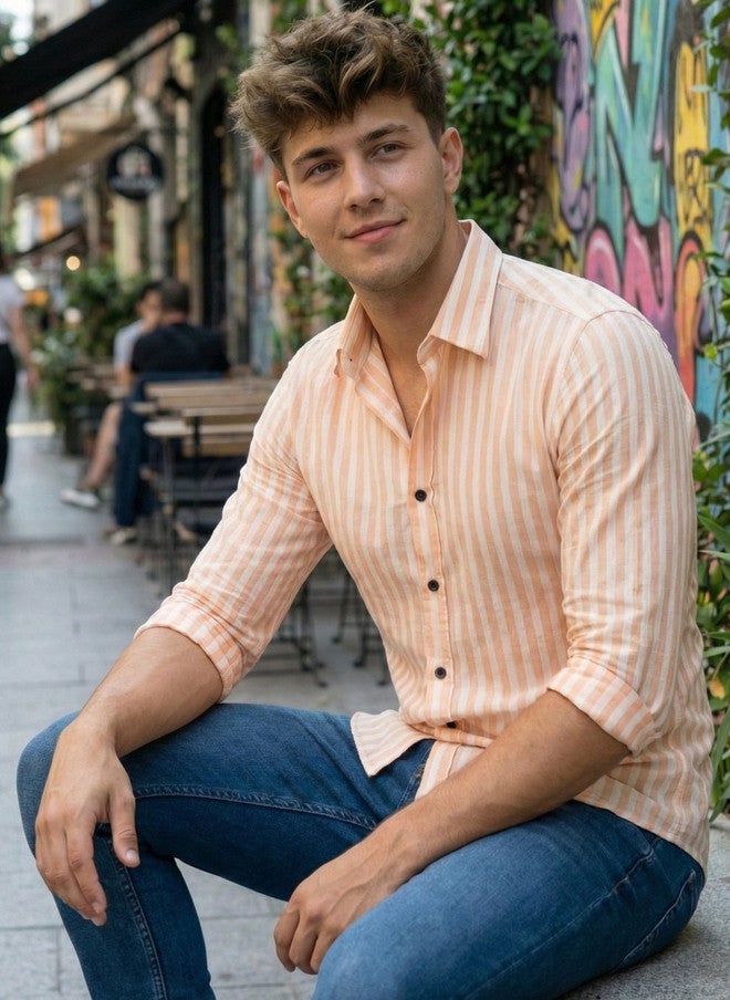 BADLAND Men Relaxed Striped Casual Shirt - Image 5