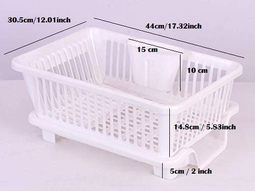 HAKKU 3 in 1 Plastic Sink Set Dish Rack Drainer with Tray Large Size, Drying Rack Washing Basket with Tray for Kitchen, Dish Rack Organizers Platform Basket - Image 2