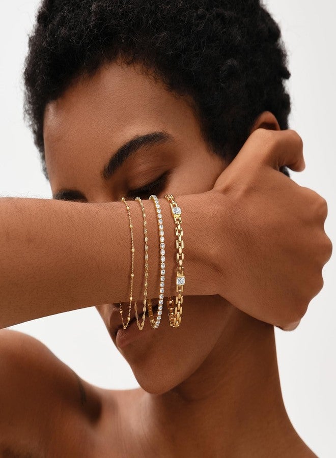 MEVECCO Gold Rope Chain Bracelets,14K Gold Plated Handmade Cute Thin Dainty Bracelet for Women - Image 2