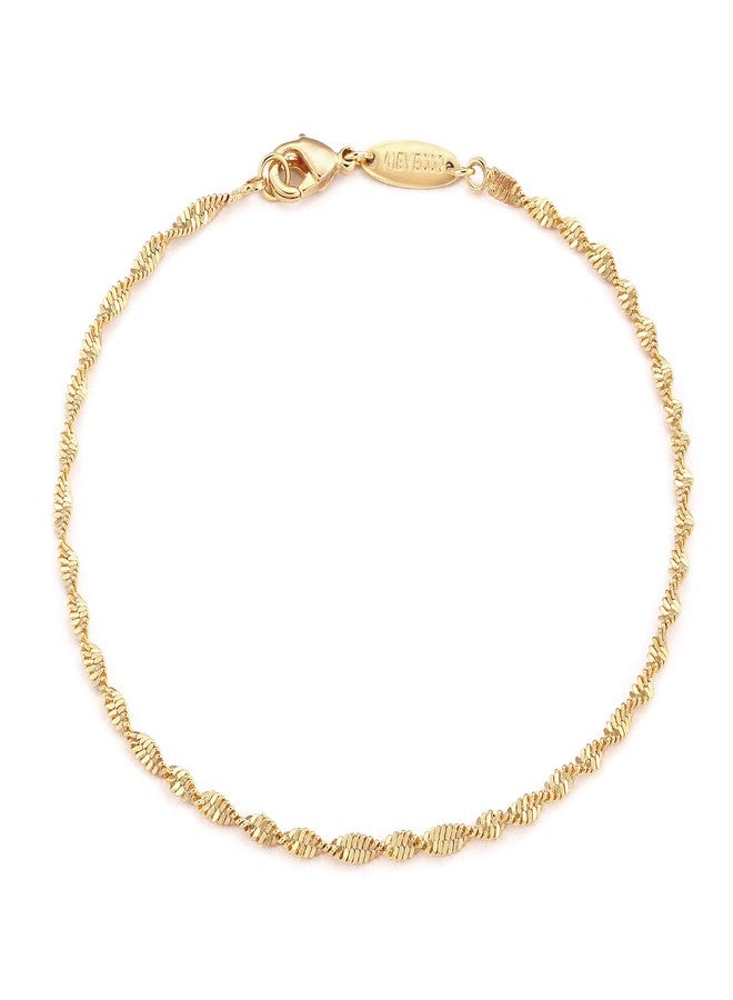 MEVECCO Gold Rope Chain Bracelets,14K Gold Plated Handmade Cute Thin Dainty Bracelet for Women - Image 1