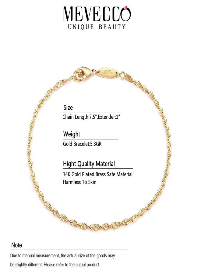 MEVECCO Gold Rope Chain Bracelets,14K Gold Plated Handmade Cute Thin Dainty Bracelet for Women - Image 5