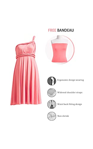 72styles Short Infinity Dresses Styles Coral Pink Bridesmaid Dresses Convertible Multiway Transformer Twist Wrap Midi Women - Image 2
