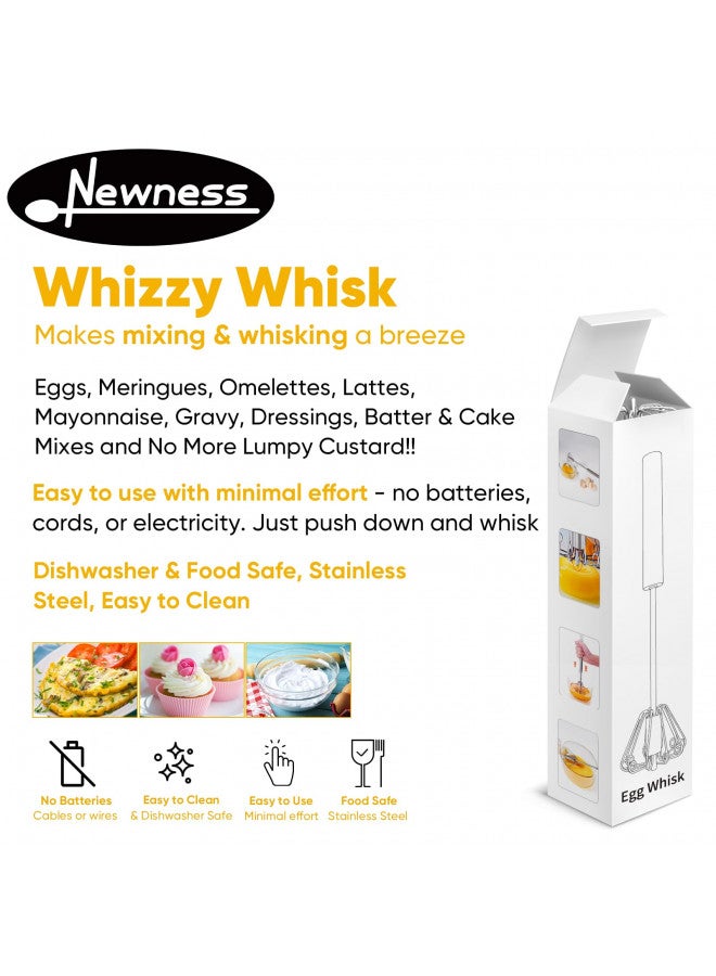 Newness Newness Egg Whisk, Stainless Steel Hand Push Whisk Blender for Home - Versatile Tool for Egg Beater, Milk Frother, Hand Push Mixer Stirrer - Kitchen Utensil for Blending, Whisking, Beating & Stirring - Image 3
