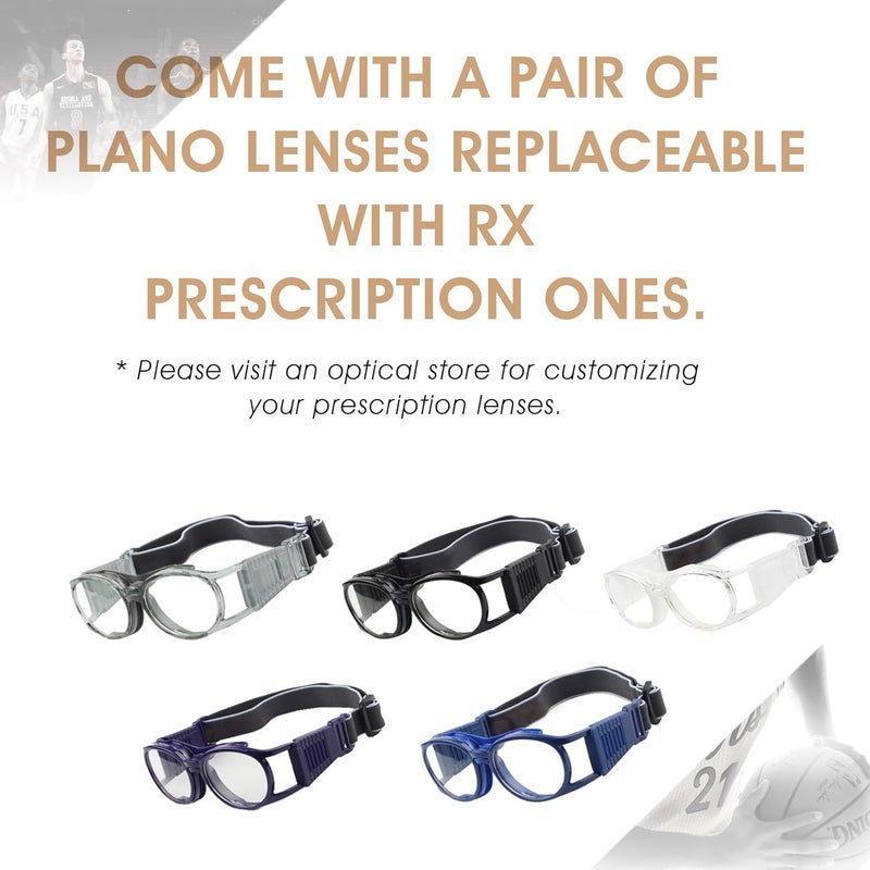 ENZO نظارات إنزو ديت الرياضية الرجعية لكرة السلة وكرة الطائرة وكرة القدم، نظارات أمان رفيعة - Image 2