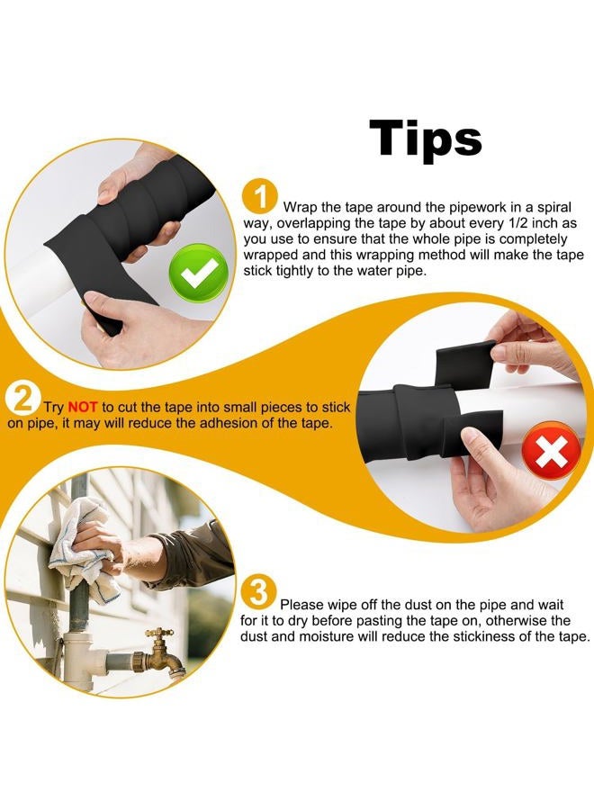 DEMEDO Pipe Insulation Tape, Pipe Wrap Insulation Foam Tape Self Adhesive, Outdoor Water Pipe Insulation Roll for HVAC, AC Line Insulation, 6 inch x 16.5 FT Heat Tape for Water Pipe, , Black - Image 2