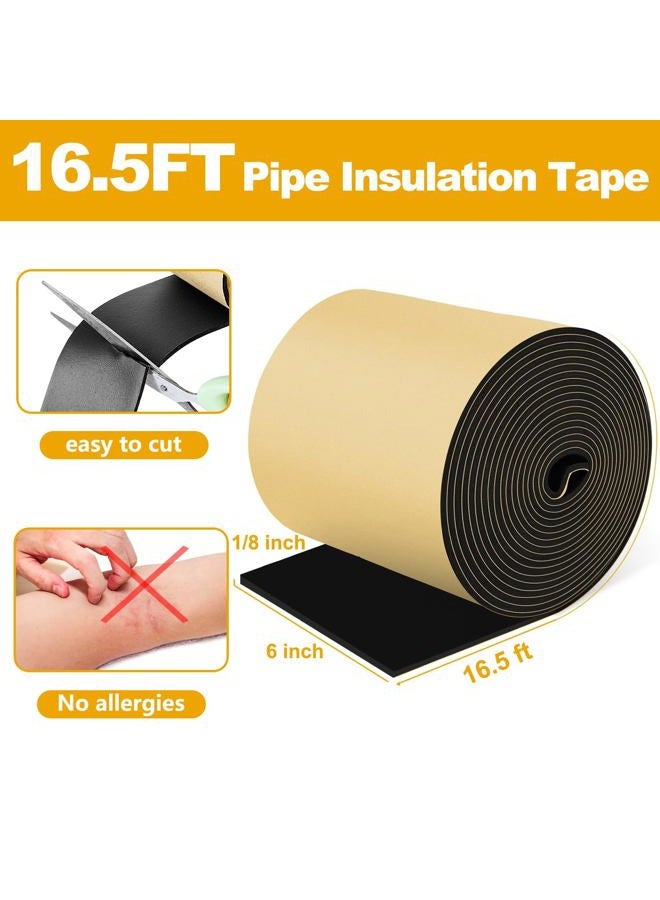 DEMEDO Pipe Insulation Tape, Pipe Wrap Insulation Foam Tape Self Adhesive, Outdoor Water Pipe Insulation Roll for HVAC, AC Line Insulation, 6 inch x 16.5 FT Heat Tape for Water Pipe, , Black - Image 5