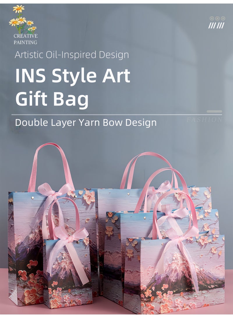 Harse Color Gift Bag with Handle, Oil Painting Gift Paper Bags Medium Size Small Gift Bags Birthday Craft Paper Gift Bags for Presents,Birthdays, Mother's Day,Weddings, Party - Image 2