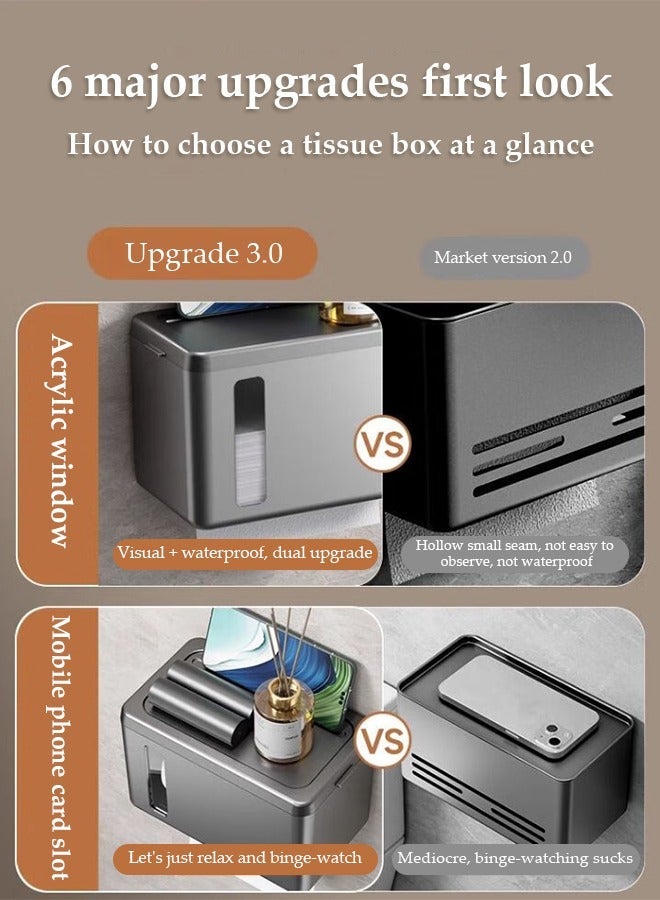 Wall Mounted Tissue Box Waterproof Toilet Paper Holder with Storage - Image 2