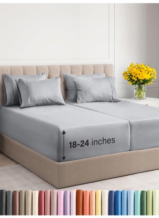 Extra Deep Full Sheet Set - 6 Piece Breathable & Cooling Sheets - Hotel Luxury Bed Sheets Set - Easy & Secure Fit - Soft  Wrinkle Free & Comfy Sheets Set - Steel Blue Sheet Set with Extra Deep Pockets - pzsku/ZE95212DB2E13431637B1Z/45/1749651103/43367263-3f02-4c48-8fdf-b1cec45cf586