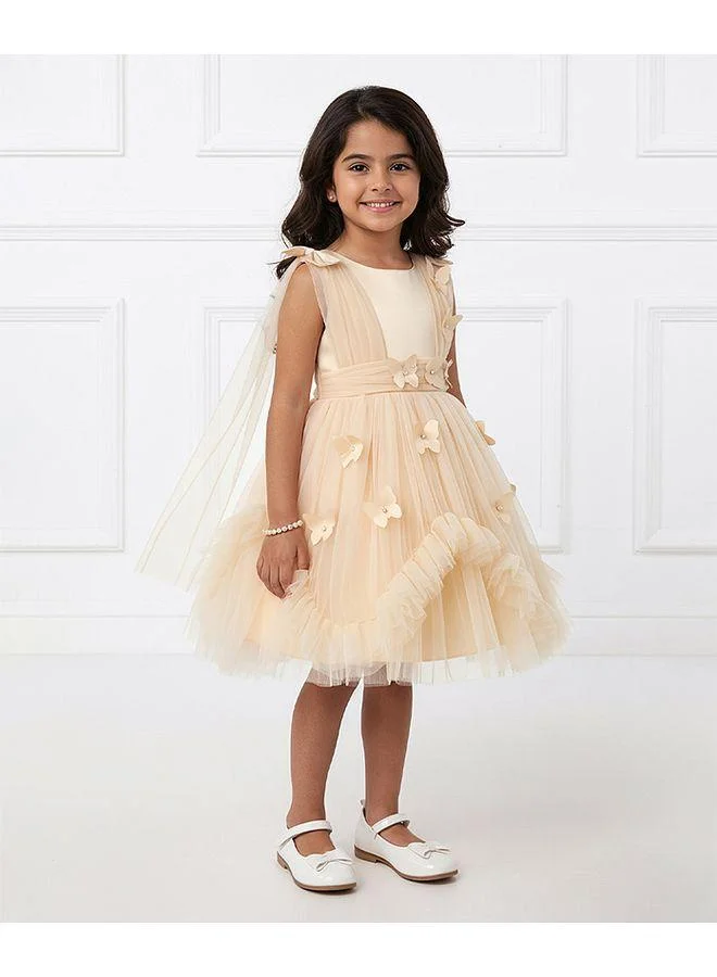 Mark & Mia Mark & Mia Butterfly Embellished Ruffled Sleeveless Party Dress - Champagne