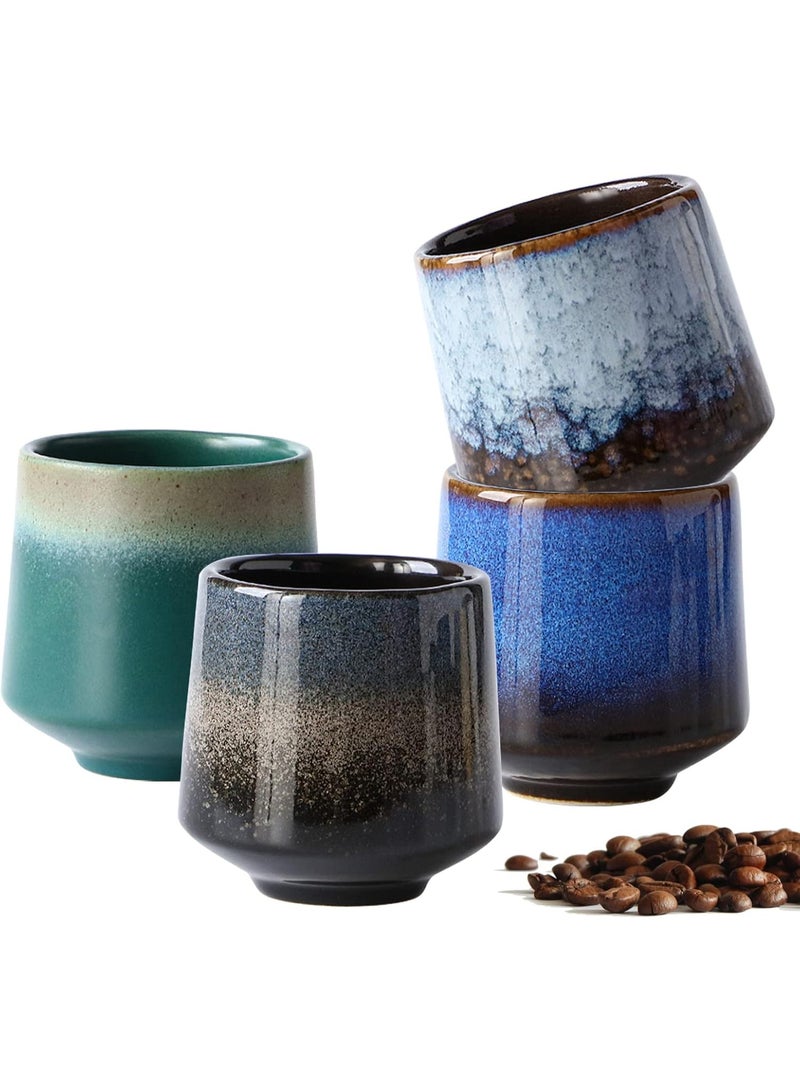 Kiboule 4pcs Ceramic Coffee Cup Set, 220 ML Coffee Mugs Set Personalised Tableware Tea Mugs Latte Cappuccino Cups Hot Chocolate Milk Cups Mug Set  Microwave Freezer Safe - Image 1