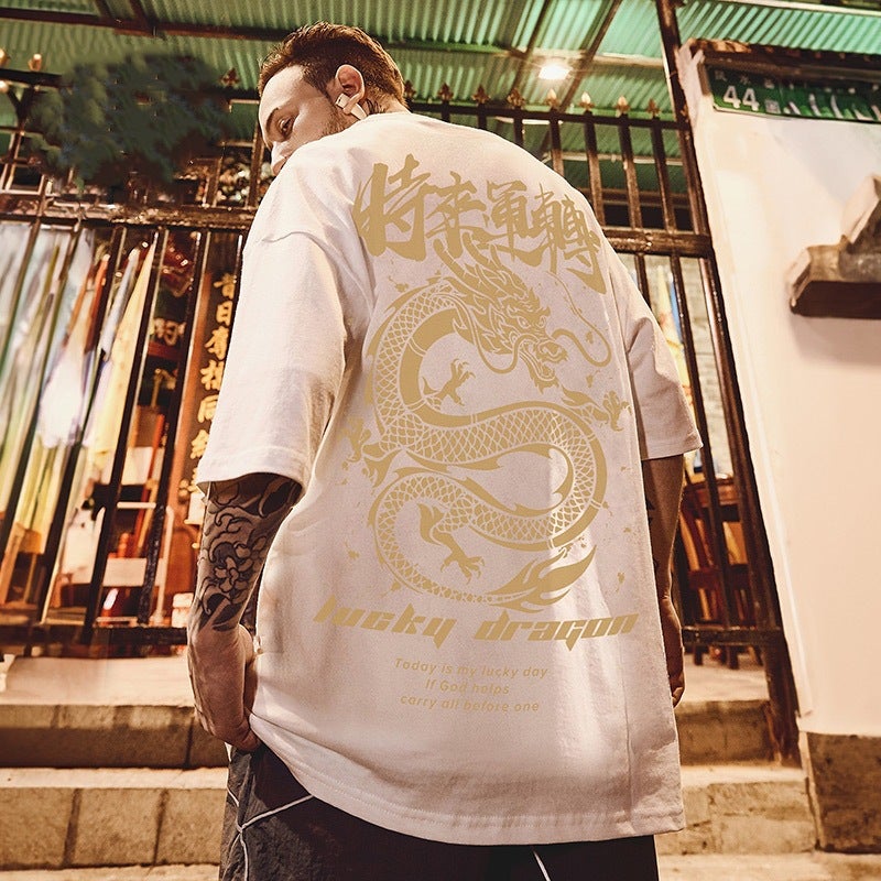 American Street Fashion Graffiti Patch Paint Bear Short-Sleeved Men'S Ins Loose Fashionable Brand Plus Size Plus Size Plus Size Half-Sleeved T-Shirt - Image 3