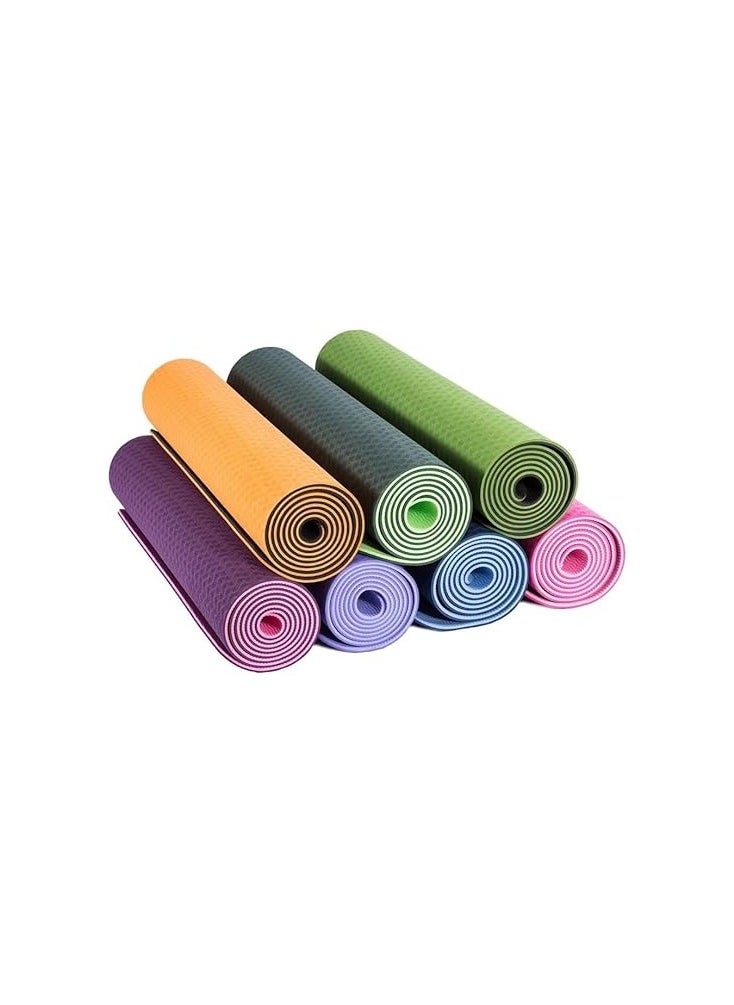 VIO Anti Slip Roll Up Yoga Mat Eco Friendly Foldable Non Slip Soft Exercise Mat for Pilates Fitness Gym Workout for Men Women Beginners Elderly for Indoor Outdoor 183 CM 61 CM 6MM Orange Purple  - Image 1
