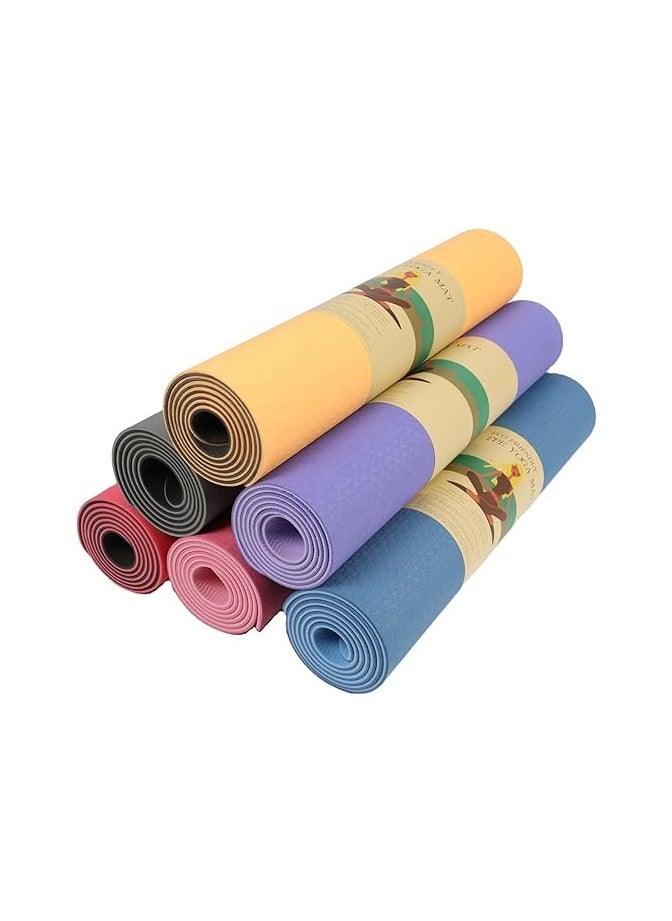 VIO Anti Slip Roll Up Yoga Mat Eco Friendly Foldable Non Slip Soft Exercise Mat for Pilates Fitness Gym Workout for Men Women Beginners Elderly for Indoor Outdoor 183 CM 61 CM 6MM Orange Purple  - Image 2