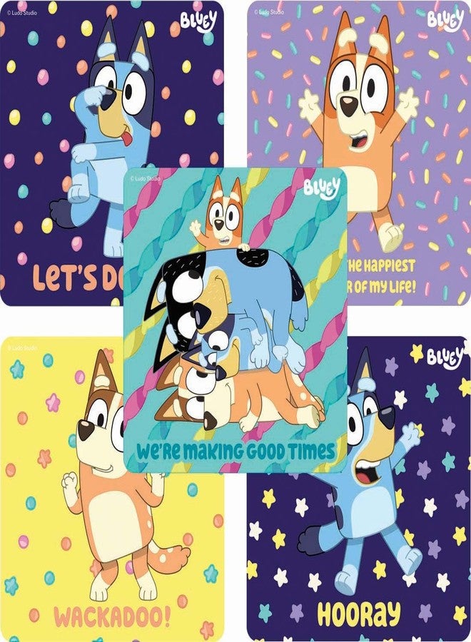 SmileMakers Bluey Stickers, 2.5 Inches, 100 Count, 5 Assorted Designs, Multicolor - Image 1