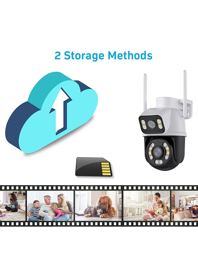 O Ozone WiFi Outdoor Security Camera, 2.4GHz ,5MP Dual Screen Camera with Auto Tracking, Human Detect, Color Night Vision, Two-Way Audio - White  - Image 5