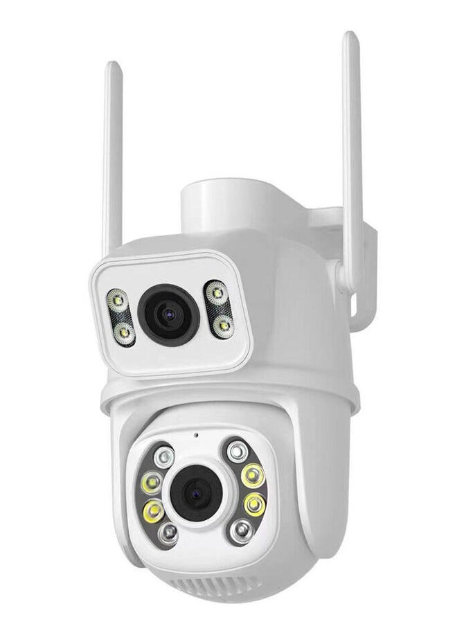 WiFi Outdoor Security Camera, 2.4GHz ,5MP Dual Screen Camera with Auto Tracking, Human Detect, Color Night Vision, Two-Way Audio - White