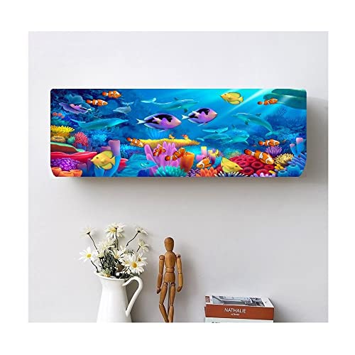 STUTI WORLD Air Conditioning Dust Cover Folding Designer Ac Cover for Indoor Split Ac 1 ton (91 x 31 x 21 cm ) and 1.5 ton (97 x 31 x 21.5 cm ) new creative Printed (coral, 1.5 ton) - Image 3