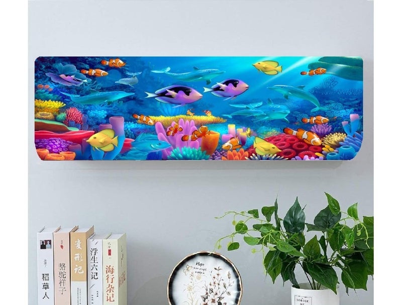 STUTI WORLD Air Conditioning Dust Cover Folding Designer Ac Cover for Indoor Split Ac 1 ton (91 x 31 x 21 cm ) and 1.5 ton (97 x 31 x 21.5 cm ) new creative Printed (coral, 1.5 ton) - Image 2